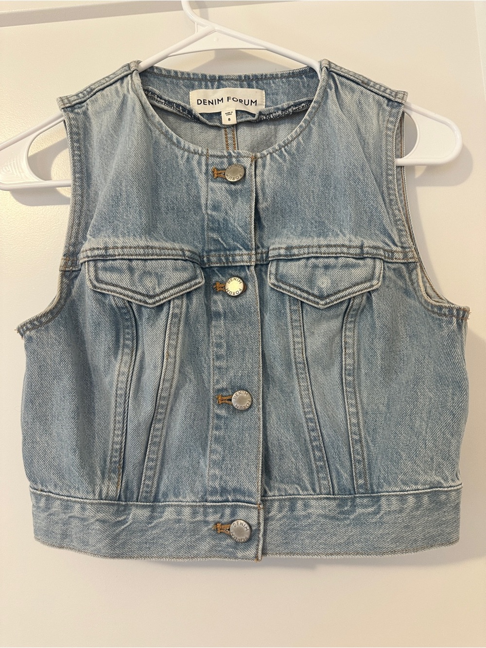 Denim Forum Aritzia Light Blue Cropped Denim Vest Size Small Women’s